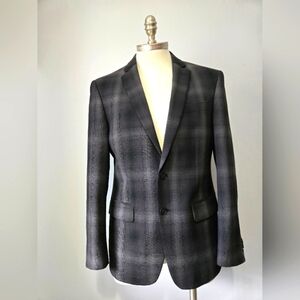 JOHN VARVATOS Black And Grey Shadow Plaid Blazer/ Sport Jacket Size 40R